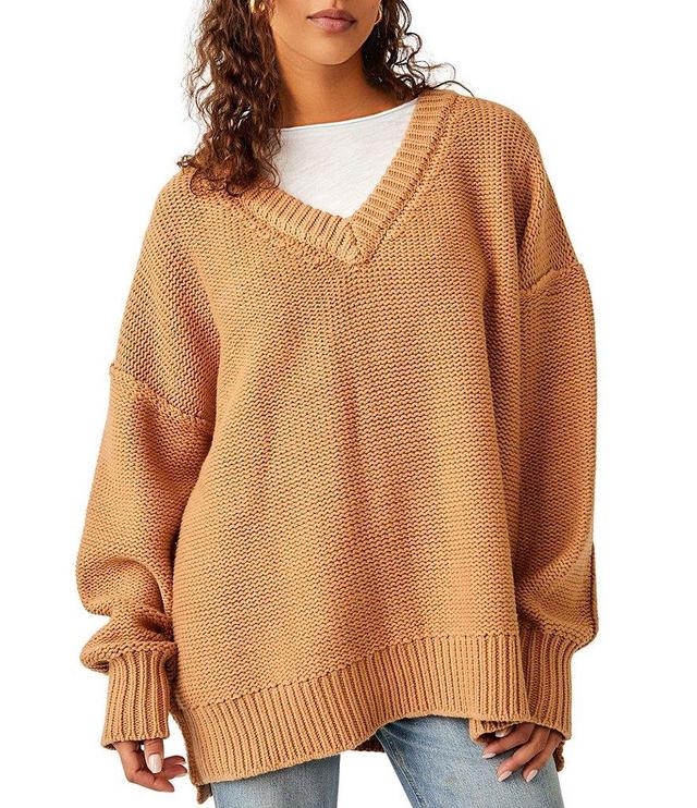 Free People Ali V-Neck Long Sleeve Oversized Sweater Product Image