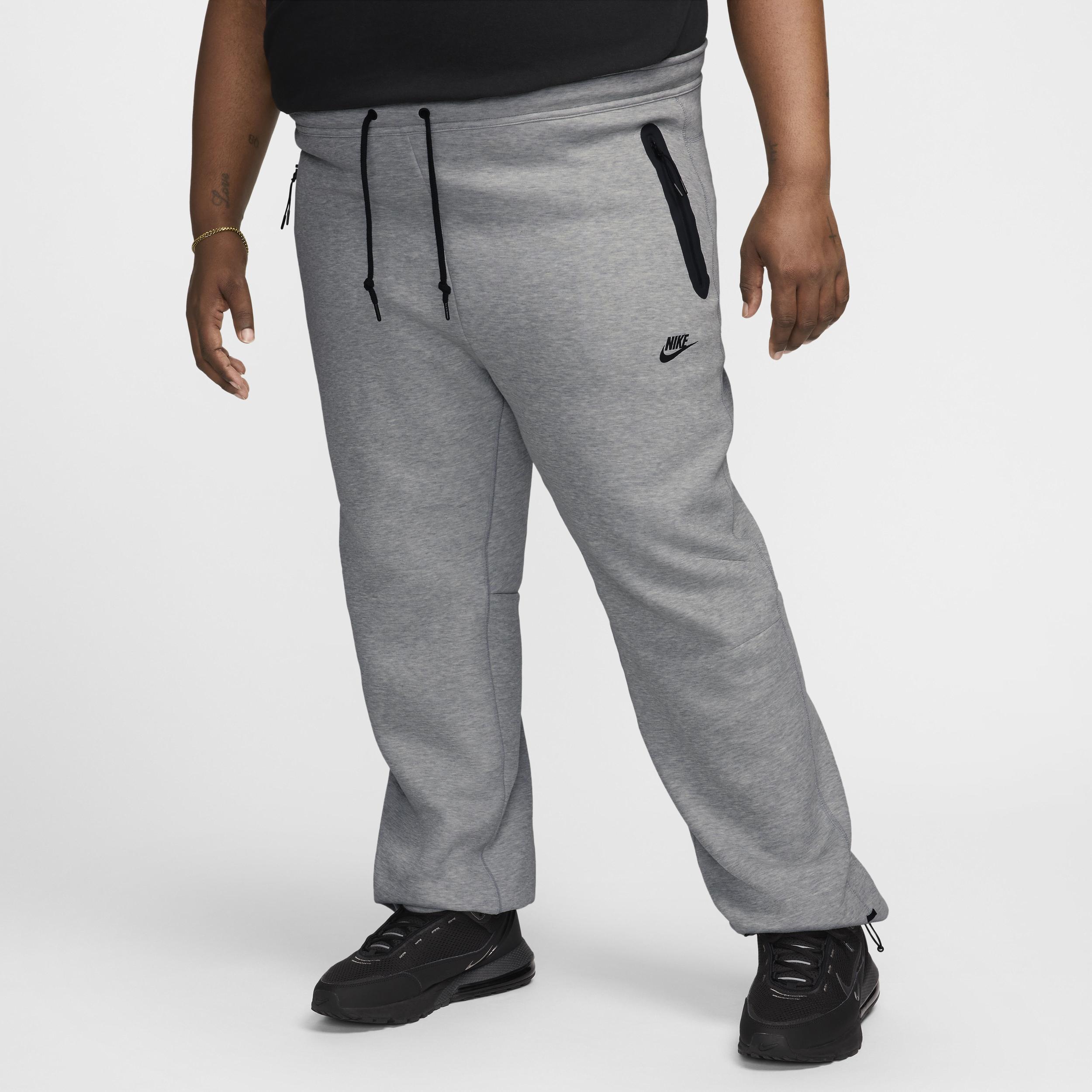 Nike Mens Tech Fleece Open Hem Pants - Black/Dk Grey Heather Product Image