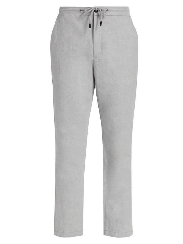 Mens Slim-Fit Linen & Cotton Cropped Pants Product Image