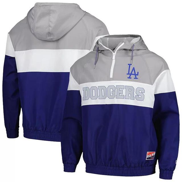 Mens New Era Royal Los Angeles Dodgers Ripstop Raglan Quarter-Zip Hoodie Windbreaker Jacket Product Image