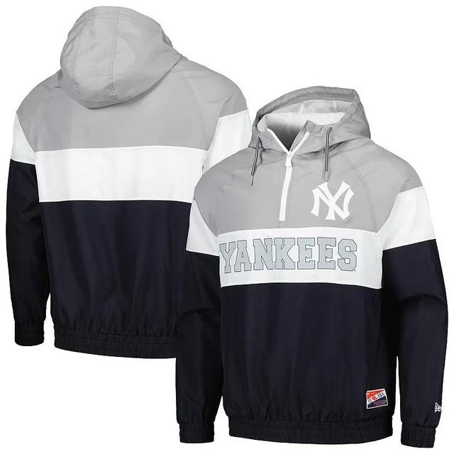 Mens New Era New York Yankees Ripstop Raglan Quarter-Zip Hoodie Windbreaker Jacket Blue Product Image