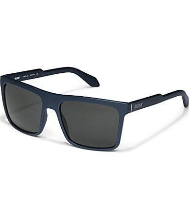 Quay Australia Mens Let It Run 48mm Polarized Square Sunglasses - Matte Navy/Smoke Polarized Product Image