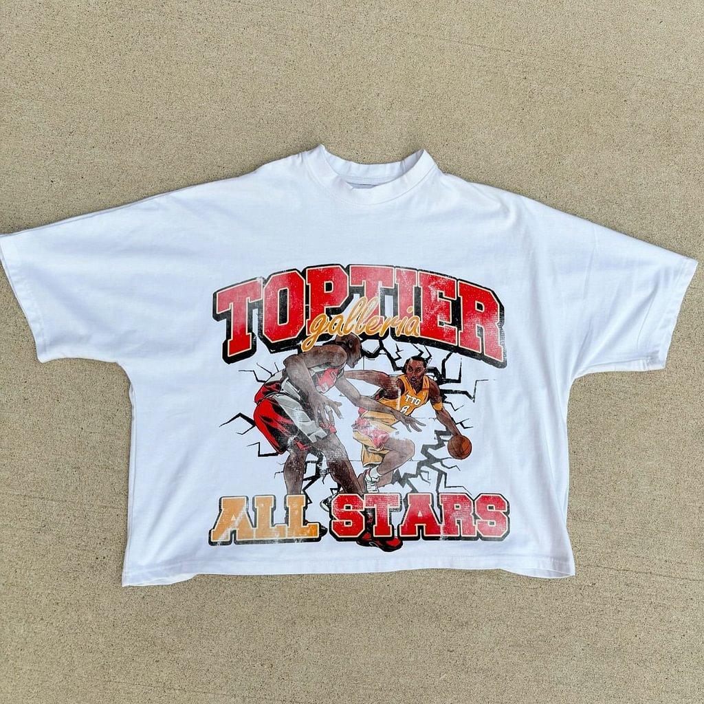 Vintage Basketball Legend All Star Graphic Cotton Cropped T-Shirt Product Image