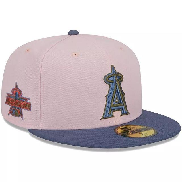 Mens New Era Pink/Blue Los Angeles Angels Olive Undervisor 59FIFTY Fitted Hat Product Image