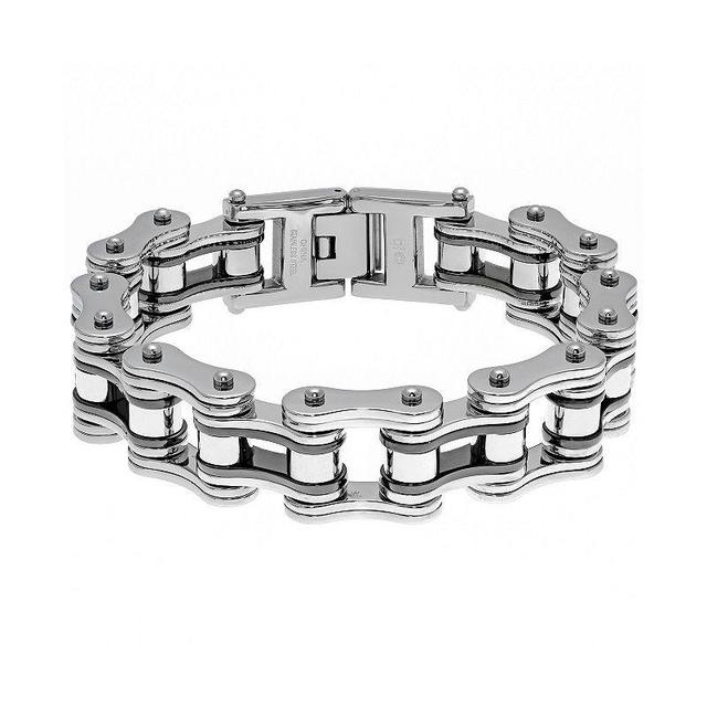 LYNX Mens Stainless Steel Motorcycle Chain Bracelet Two Tone Product Image