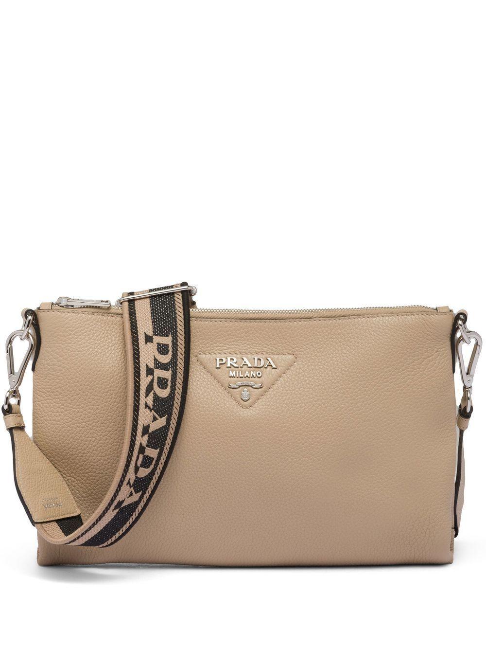 PRADA Leather Shoulder Bag In Sand N Product Image