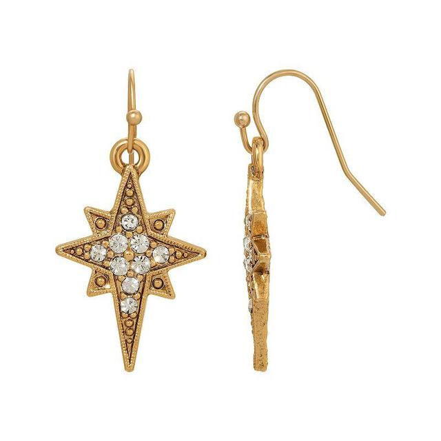 Symbols Of Faith Gold Tone Crystal Star Of Bethlehem Drop Earrings, Womens, White Product Image