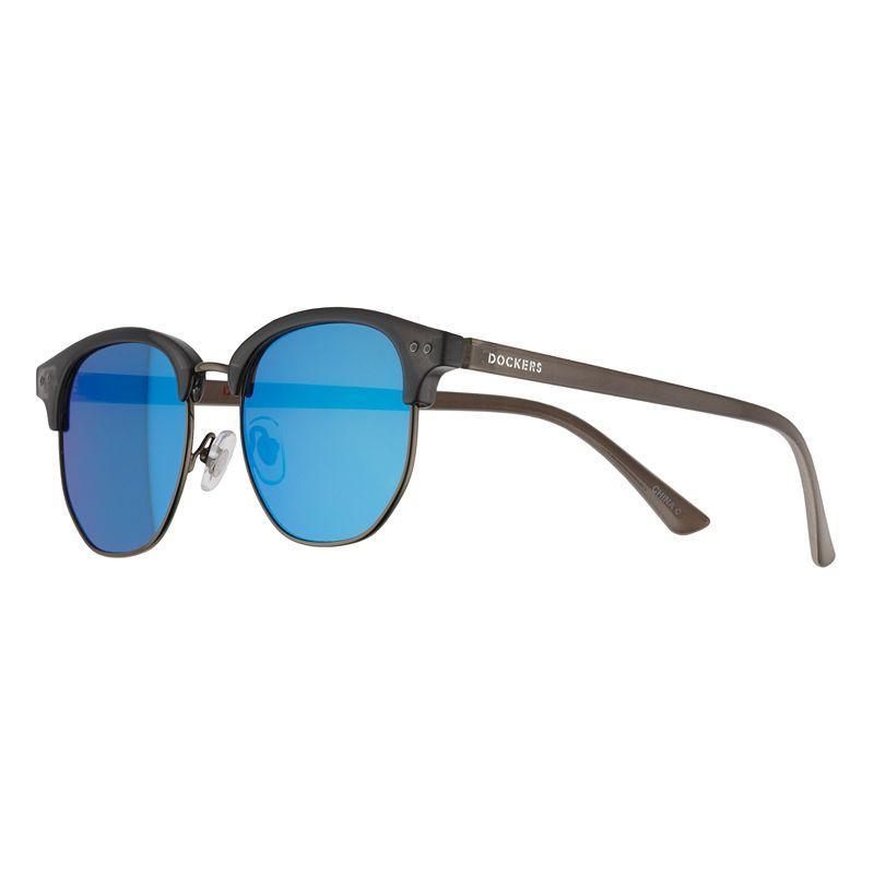 Mens Dockers Blue Mirror Lens Round Sunglasses Product Image