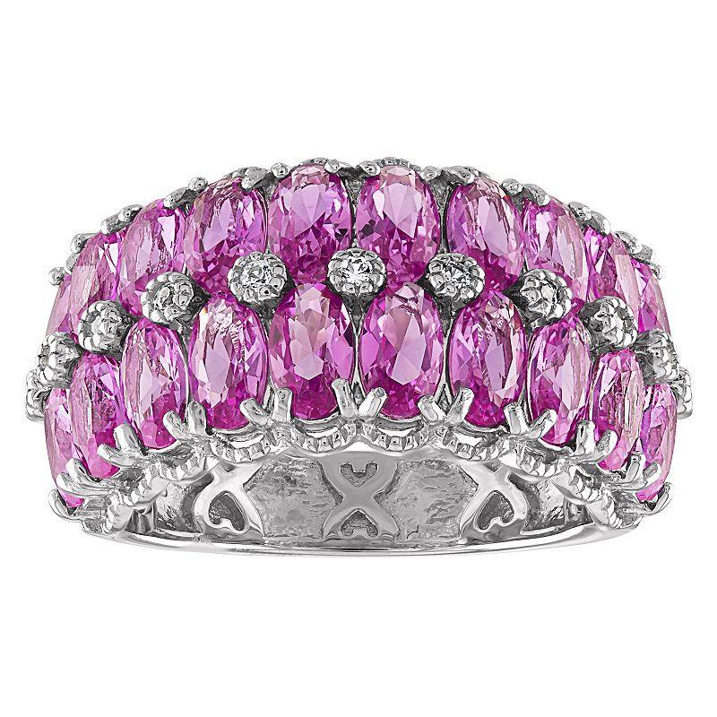 Designs by Gioelli Sterling Silver Lab-Created Pink Sapphire Ring, Womens Product Image