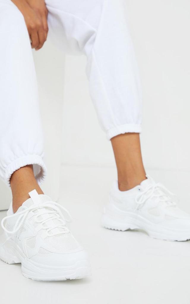 White Contrast Mesh Sneakers Product Image