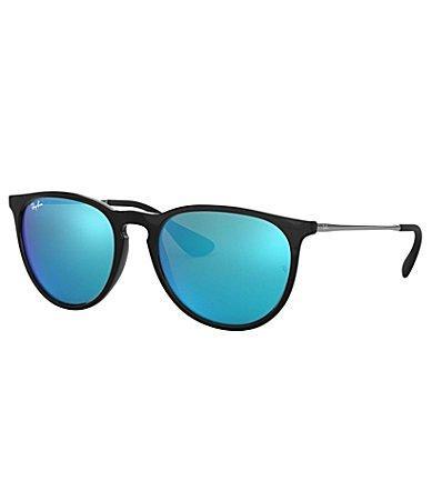 Ray-Ban Erika (Black Green Mirror Blue) Plastic Frame Fashion Sunglasses Product Image