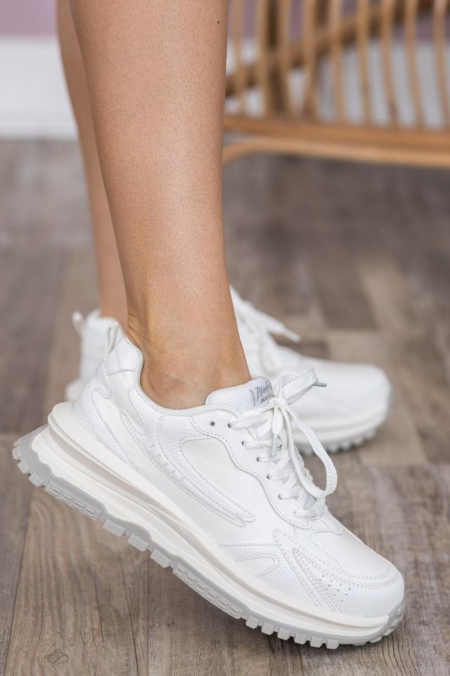 White And Grey Platform Sneakers Product Image