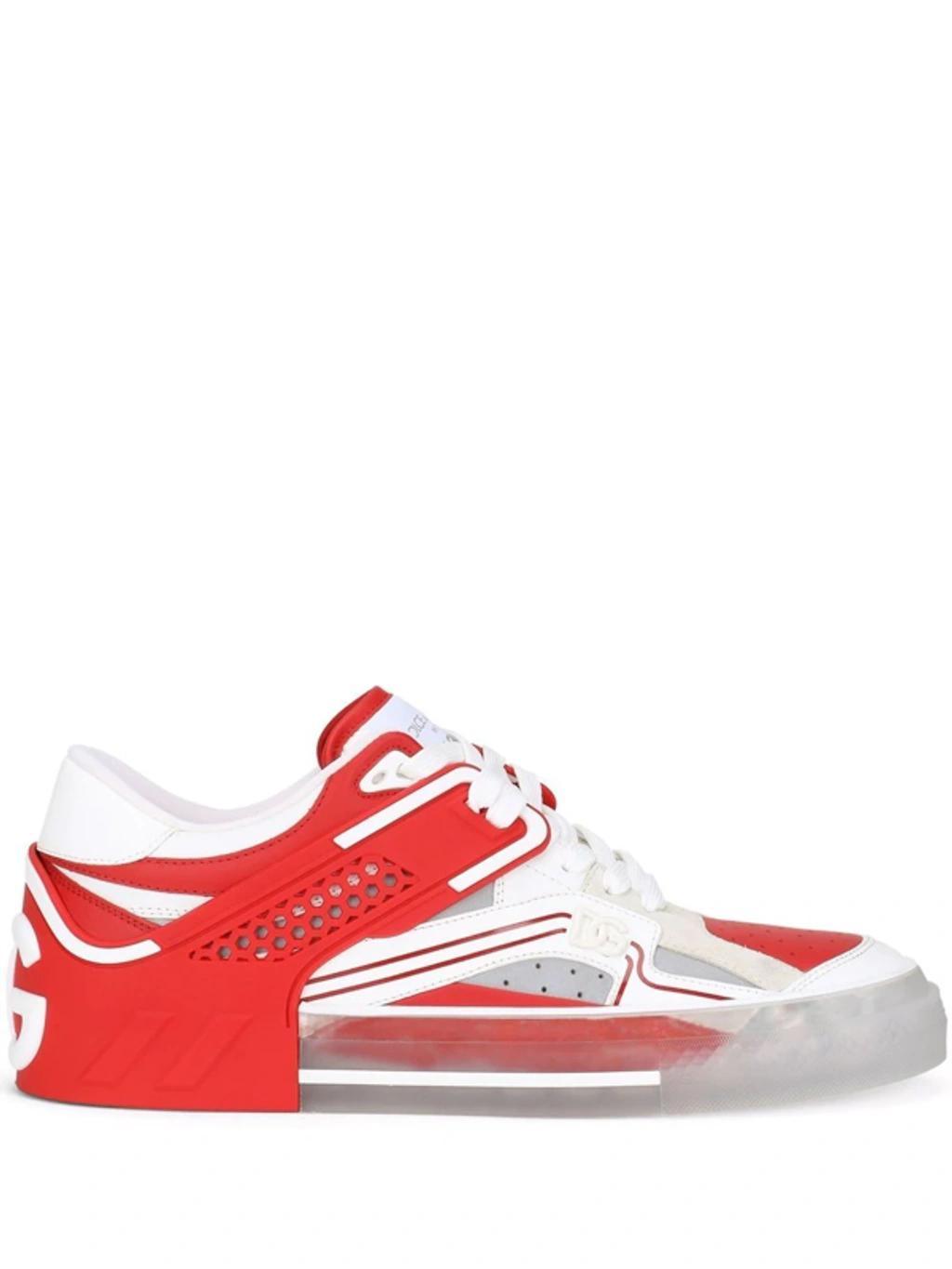 Transparent Cut-out Sneakers In Rosso Argento Product Image