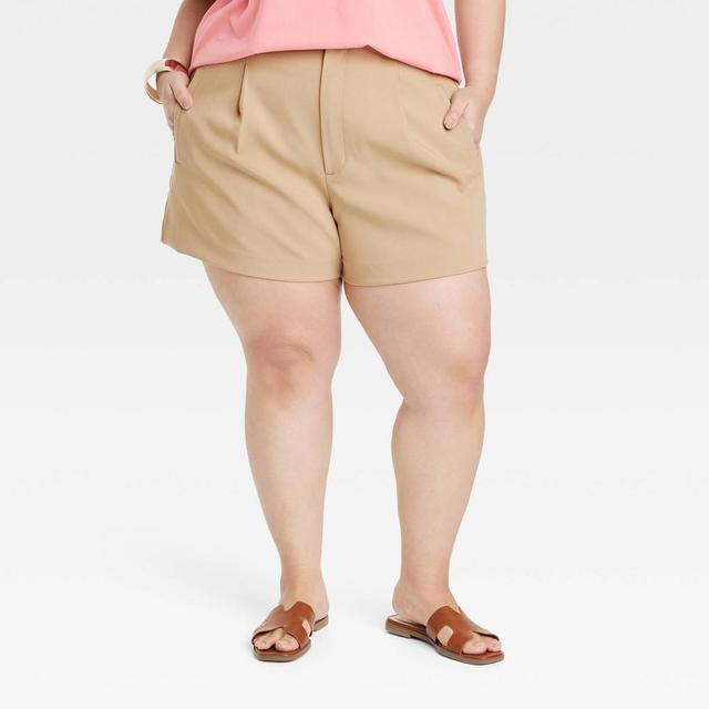 Womens High-Rise Tailored Shorts - A New Day Tan 26 Product Image