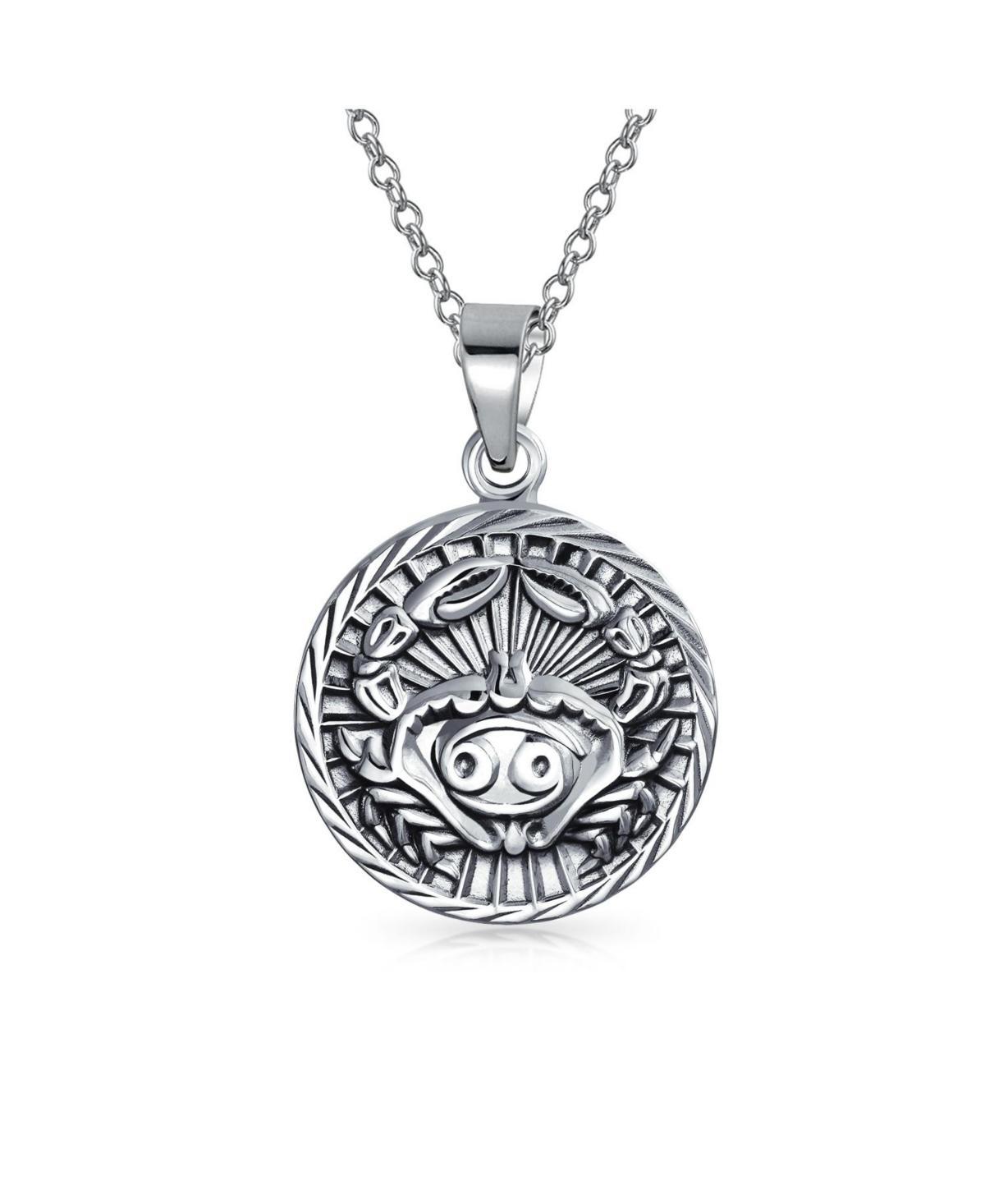 Bling Jewelry Cancer Zodiac Sign Astrology Horoscope Round Medallion Pendant For Women Necklace Sterling Silver Product Image