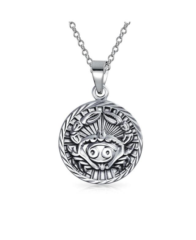 Bling Jewelry Cancer Zodiac Sign Astrology Horoscope Round Medallion Pendant For Women Necklace Sterling Silver Product Image