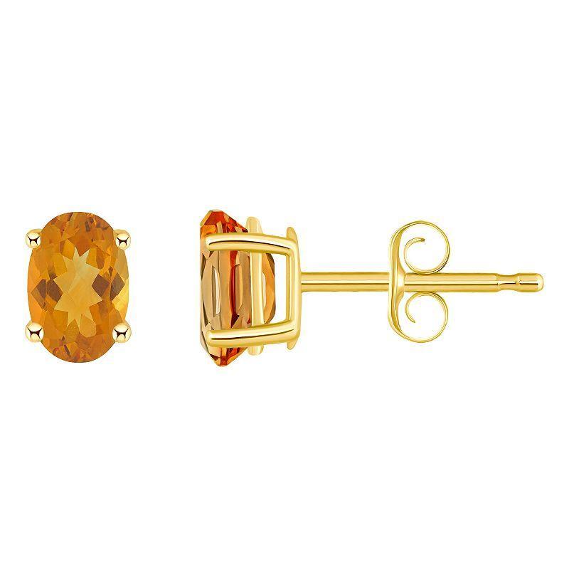 Celebration Gems 14k Gold Oval Gemstone Stud Earrings, Womens, Orange Product Image