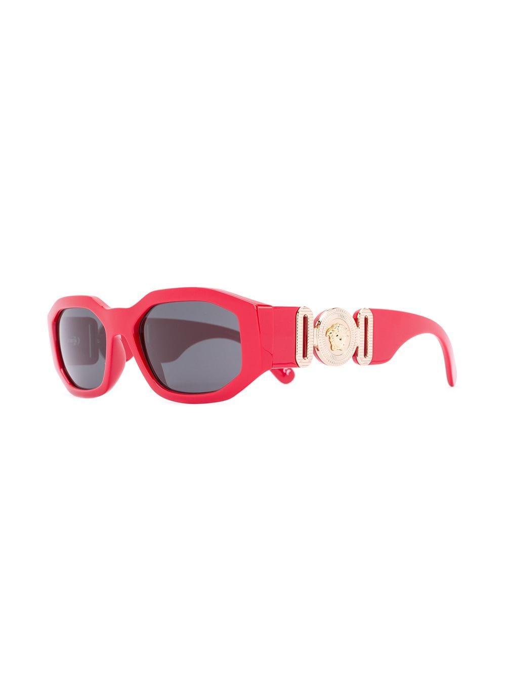 Logo Plaque Rectangular Sunglasses In Red Product Image