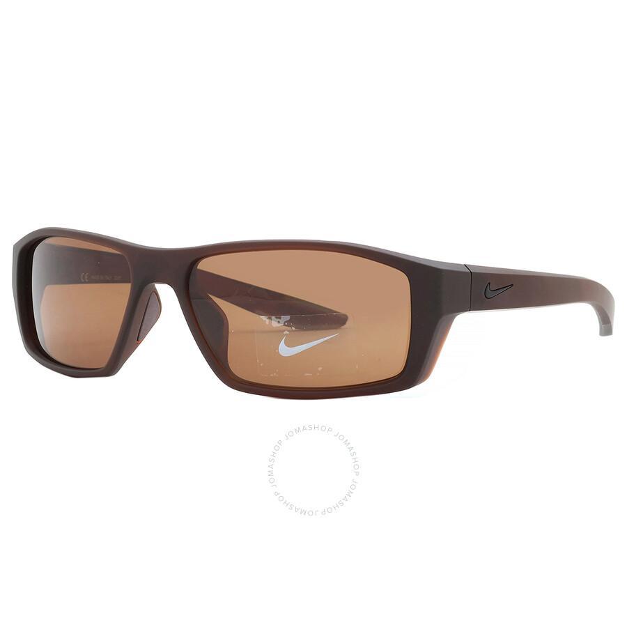 NIKE Dark Brown Rectangular Men's Sunglasses  Brazen Shadow M 233 59 In Black Product Image