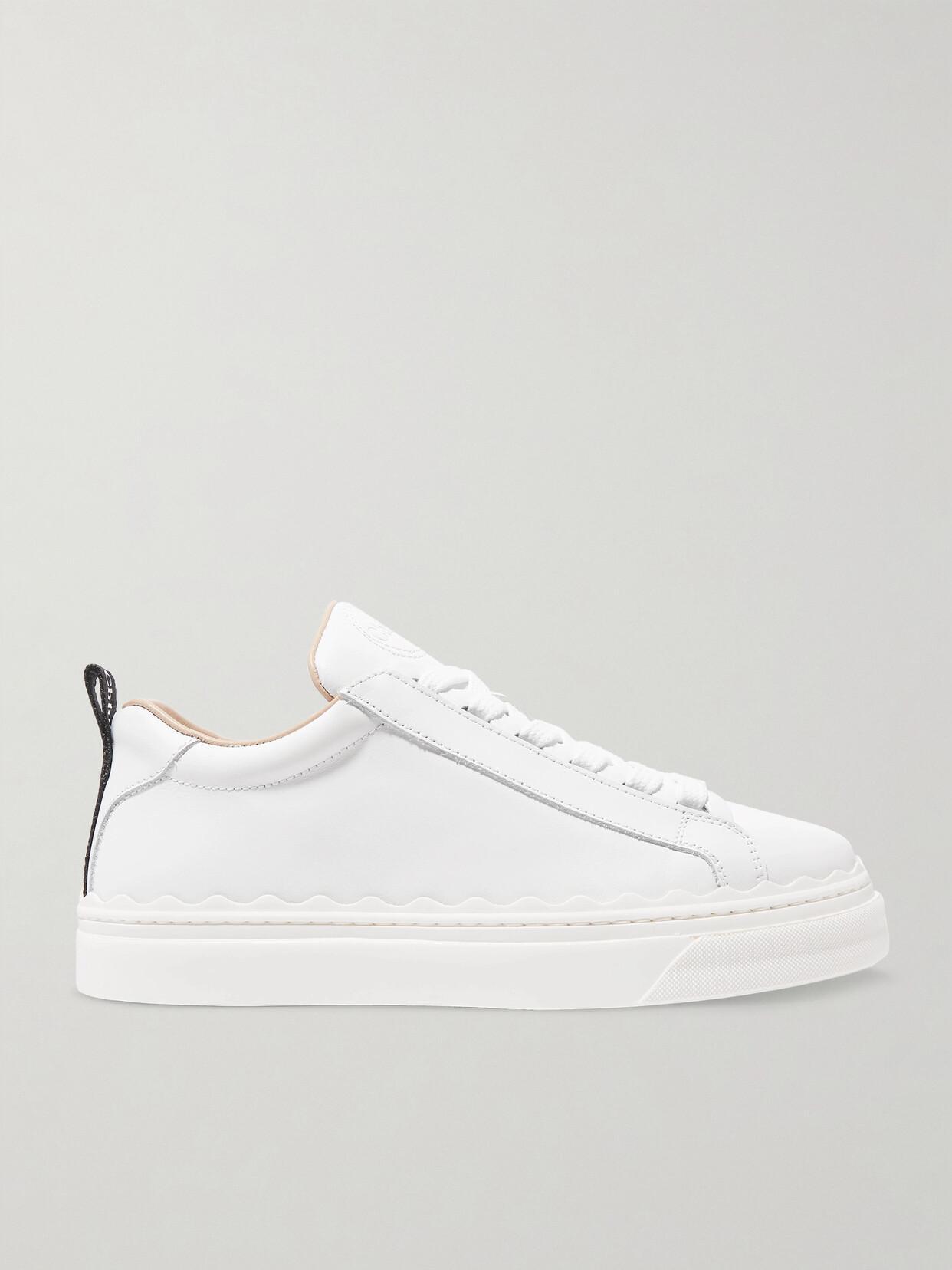 CHLOÉ Lauren Croc-embossed Leather Sneaker In Green Product Image