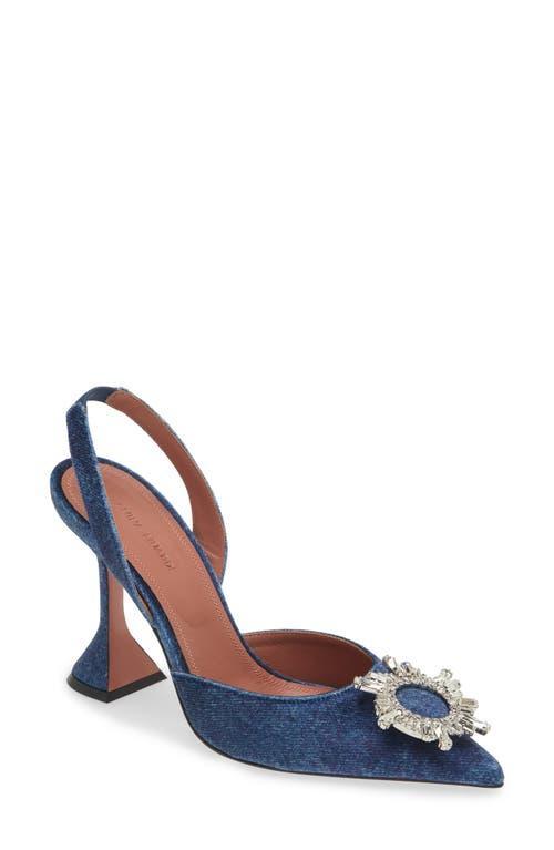 AMINA MUADDI Begum Crystal Pointed Toe Slingback Pump In Blue Product Image