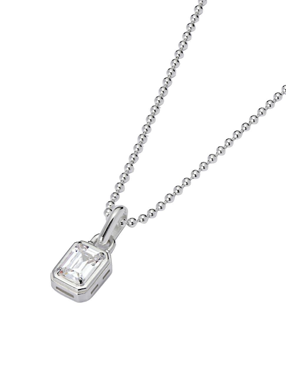 Mens Sterling Silver & Cubic Zirconia Mini Solitaire Pendant Necklace Product Image