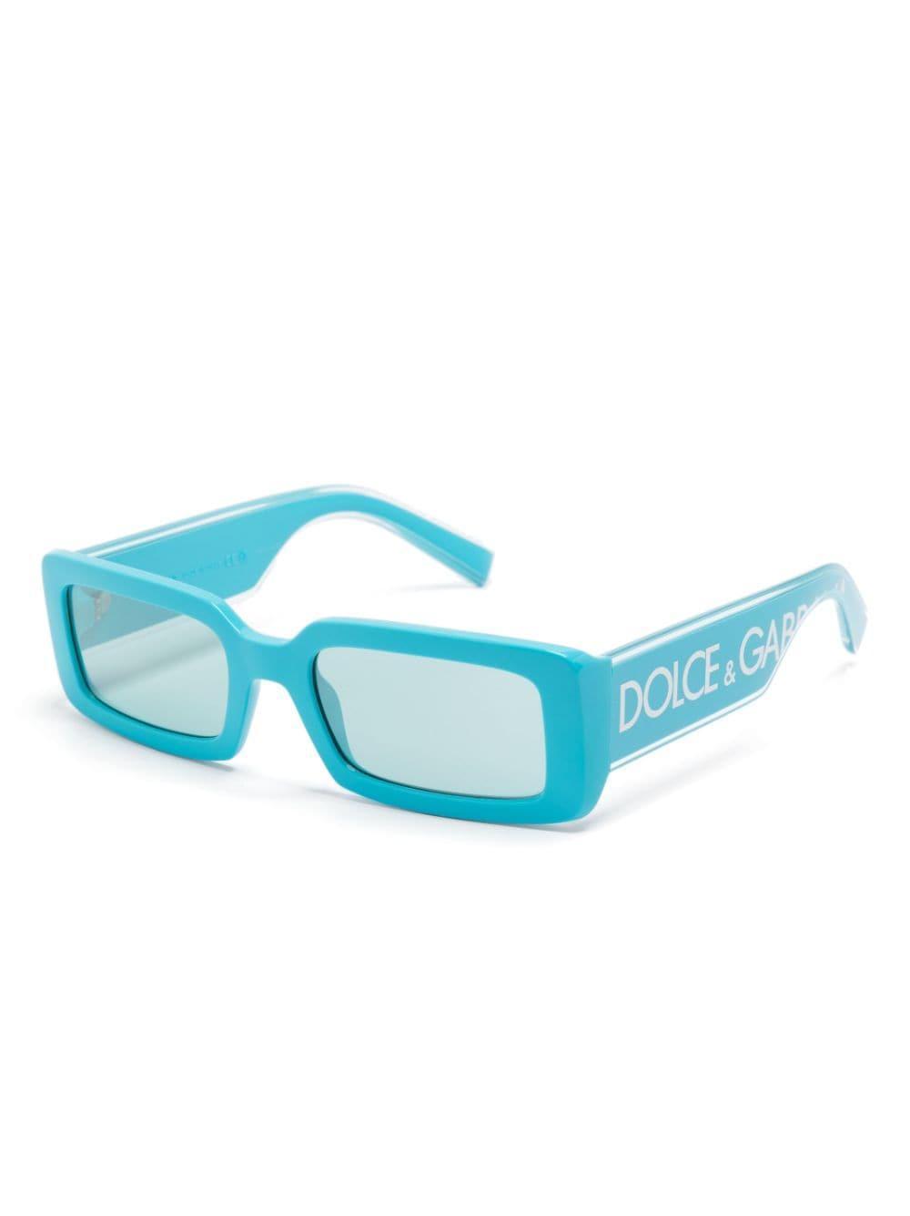 Logo-engraved Rectangle-frame Sunglasses In Blue Product Image