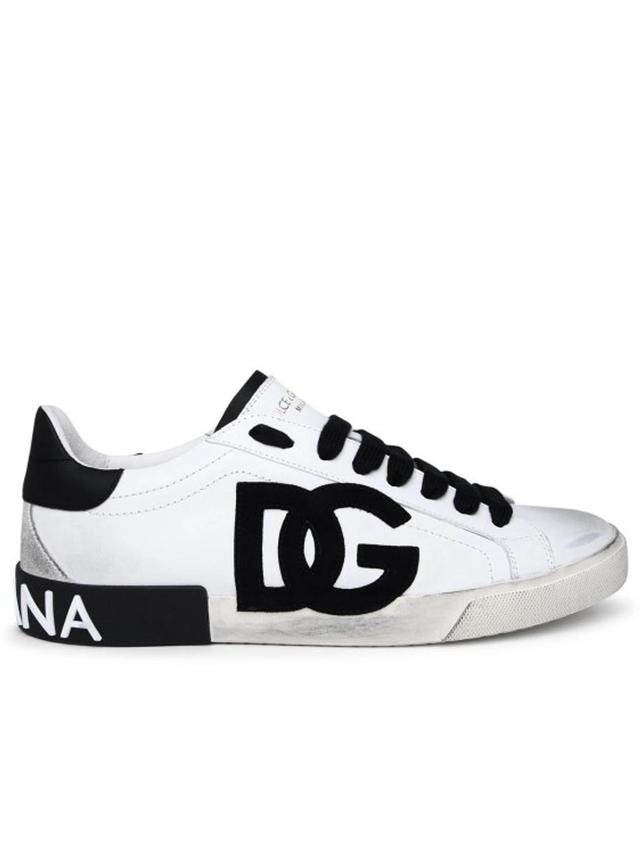 White Leather Sneakers Product Image