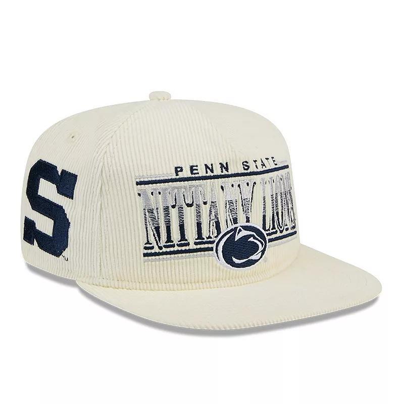 Mens New Era White Penn State Nittany Lions Throwback Golfer Corduroy Snapback Hat Product Image