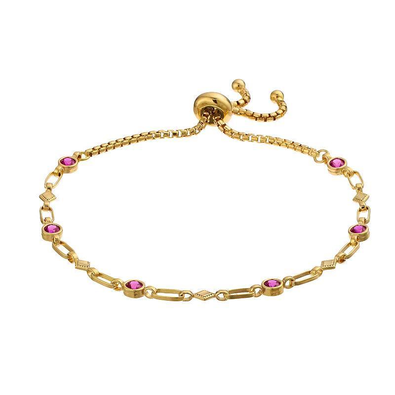 Kristen Kesho Sterling Silver Lab-Created Ruby & Kite Link Adjustable Bolo Bracelet, Womens Yellow Product Image