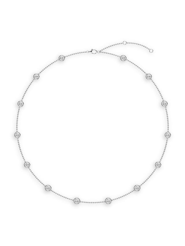 Womens 14K White Gold & 4 TCW Natural Diamond Station Necklace Product Image