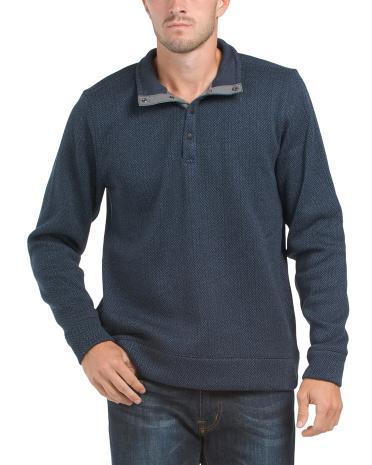 Herringbone Fleece Snap Mock Top for Men | Polyester Product Image