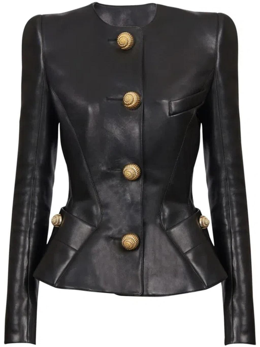 leather peplum jacket Product Image