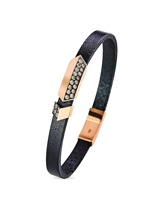 Mens Guard Of Men Leather, 18K Rose Gold & 0.53 TCW Diamond Bracelet Product Image