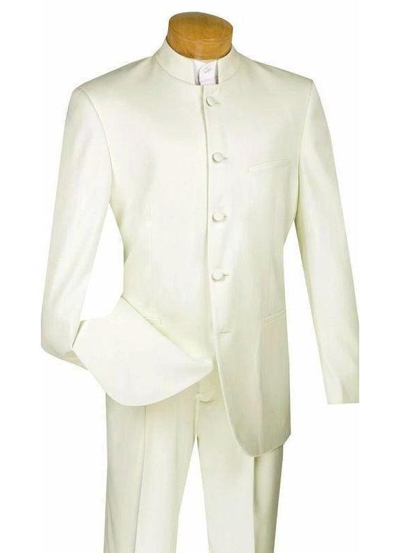 Master Collection - Regular Fit Men's 2 Piece Banded Collar Tuxedo Ivory Product Image