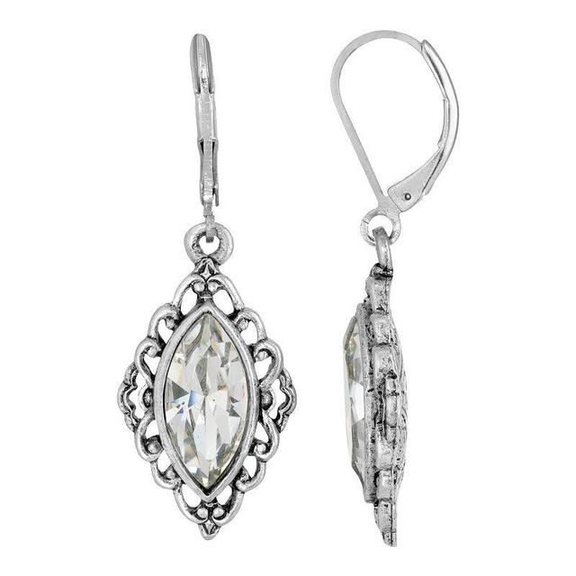 2028 Silver-Tone Crystal Diamond Drop Lever back Earrings Product Image