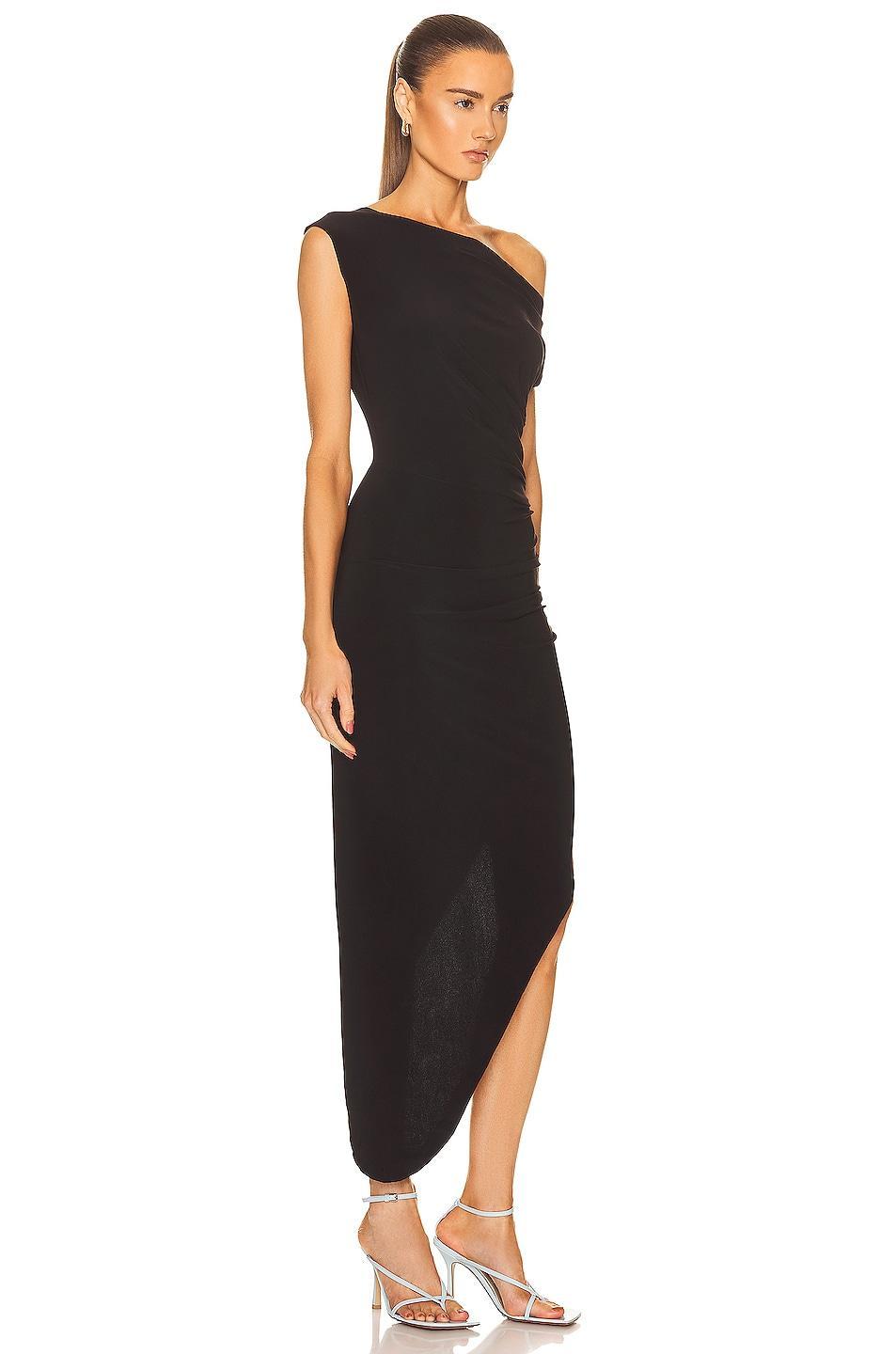 Norma Kamali Drop Shoulder Side Drape Gown Black. (also in S). Product Image