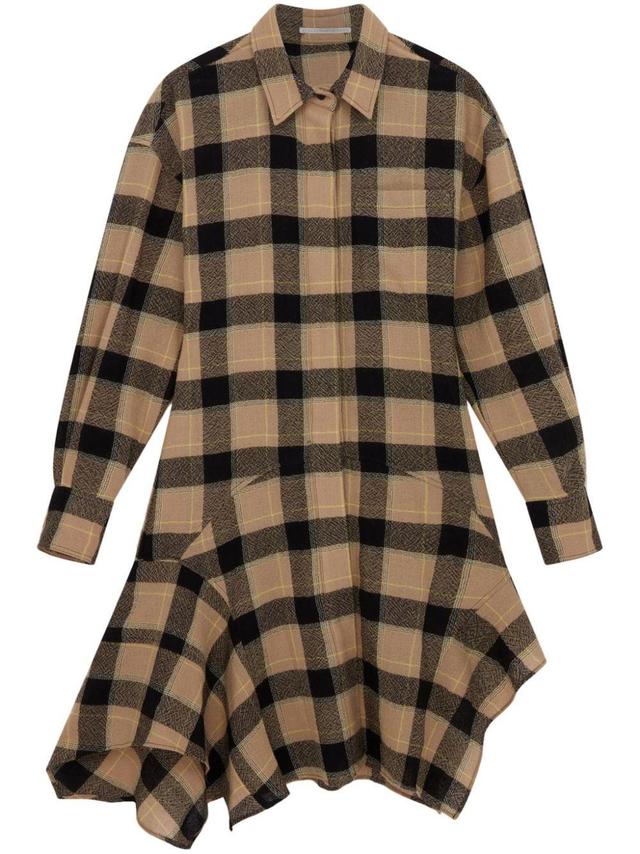 Check-pattern Wool Shirt Dress In Neutrals Product Image