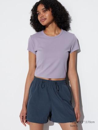 Womens Ultra Stretch Airism Cropped T-Shirt Purple XS UNIQLO US Product Image