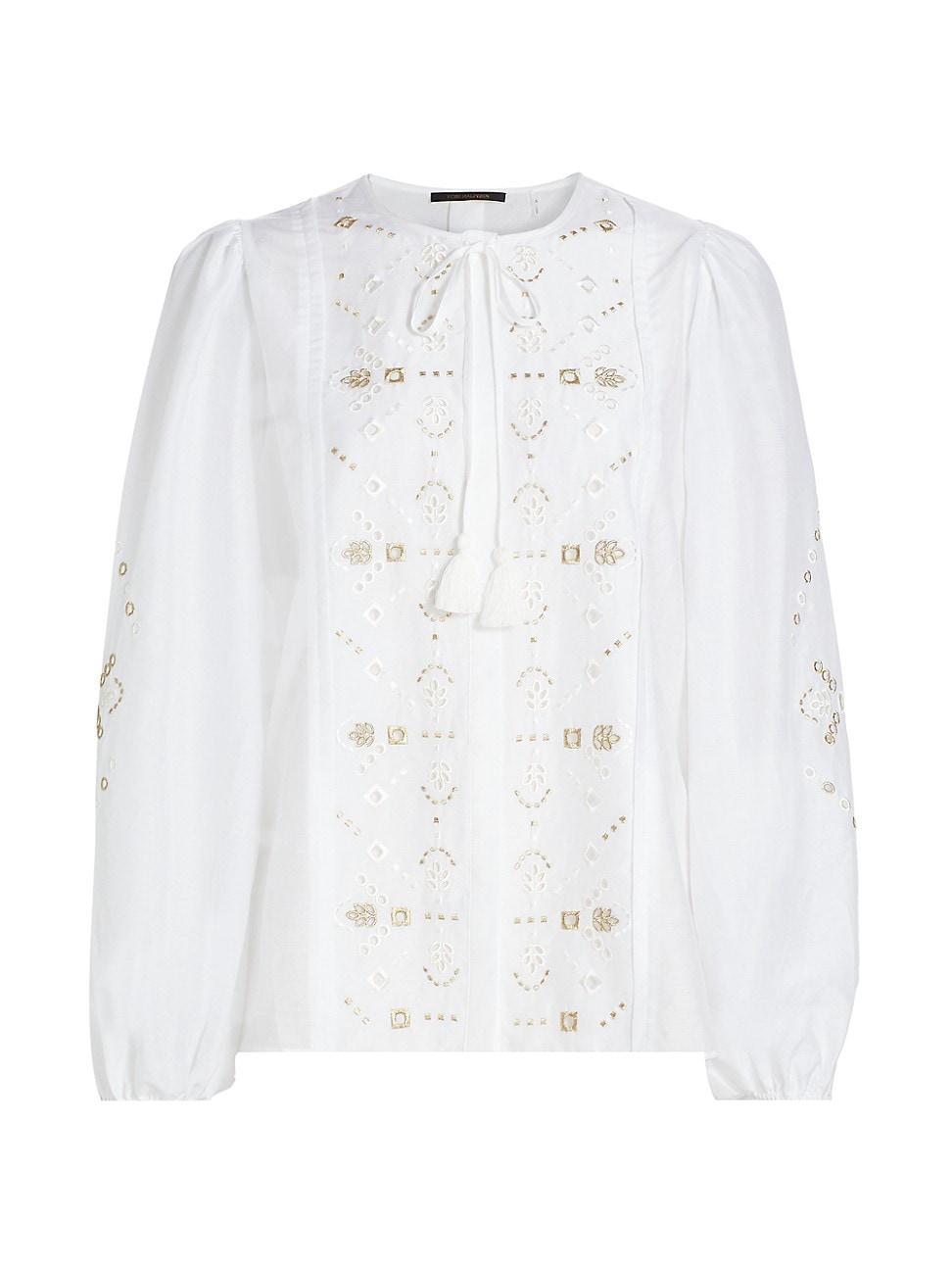 Womens Bridgette Cotton-Silk Embroidered Blouse Product Image