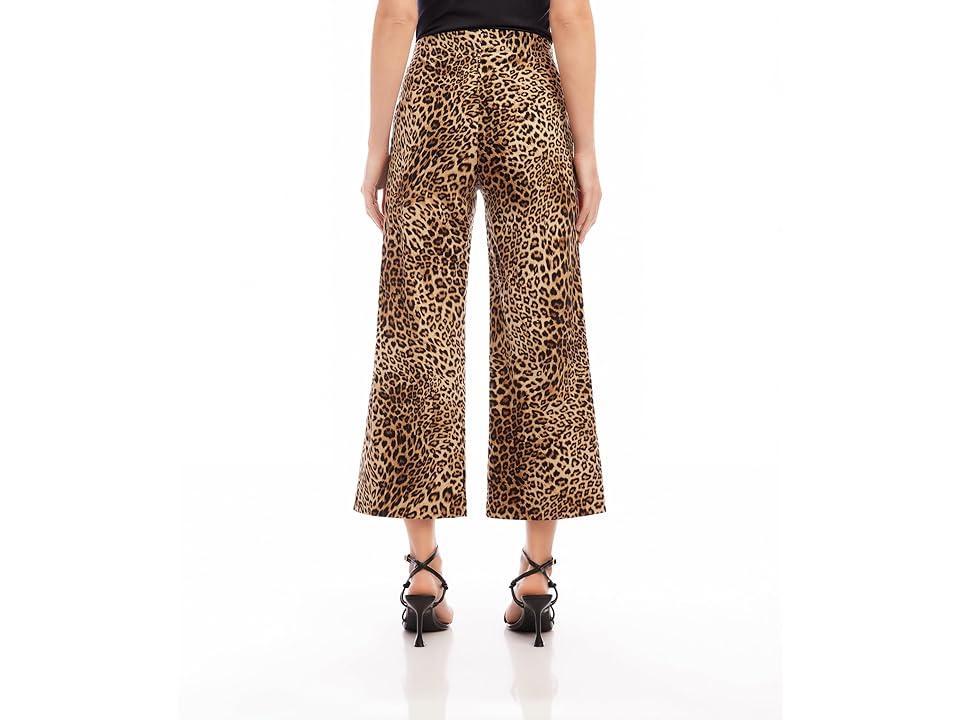 Karen Kane Leopard Print Corduroy Wide Leg Crop Pants Product Image