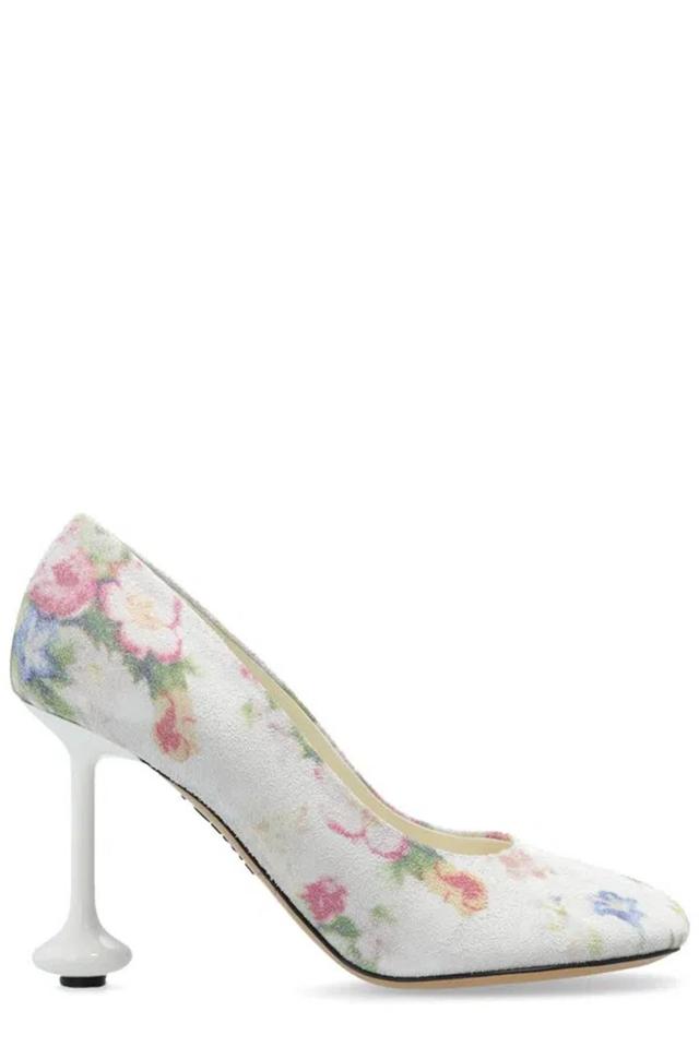 Leather Floral Toy Pumps 90 In Multi Product Image