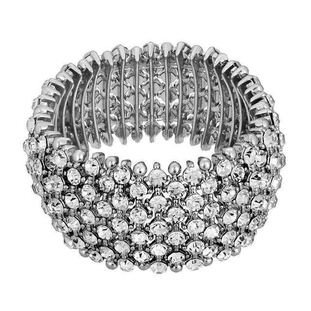 1928 Silver-Tone Crystal Stretch Bracelet, Womens, Multi Product Image