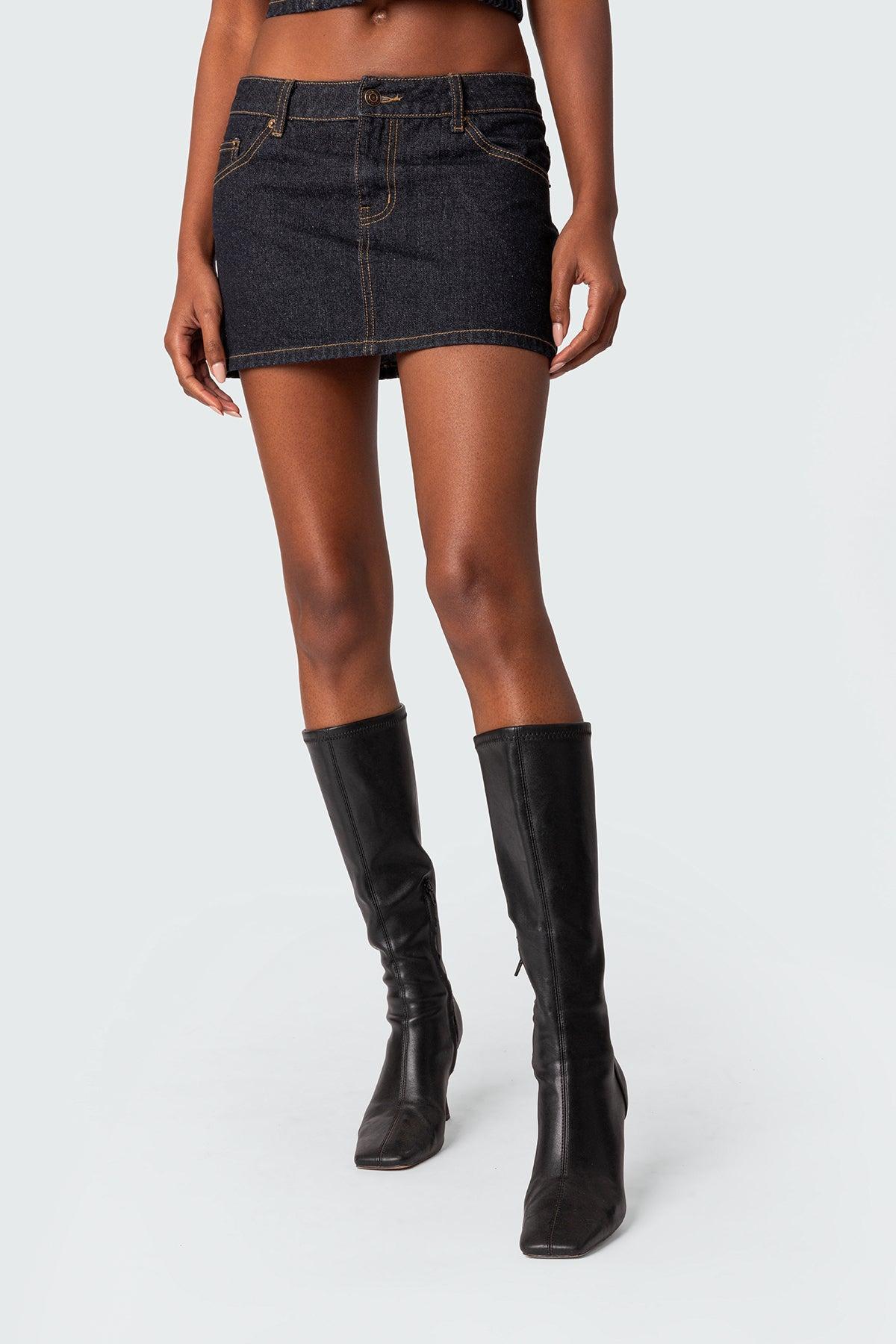 Foster Washed Denim Mini Skirt Product Image