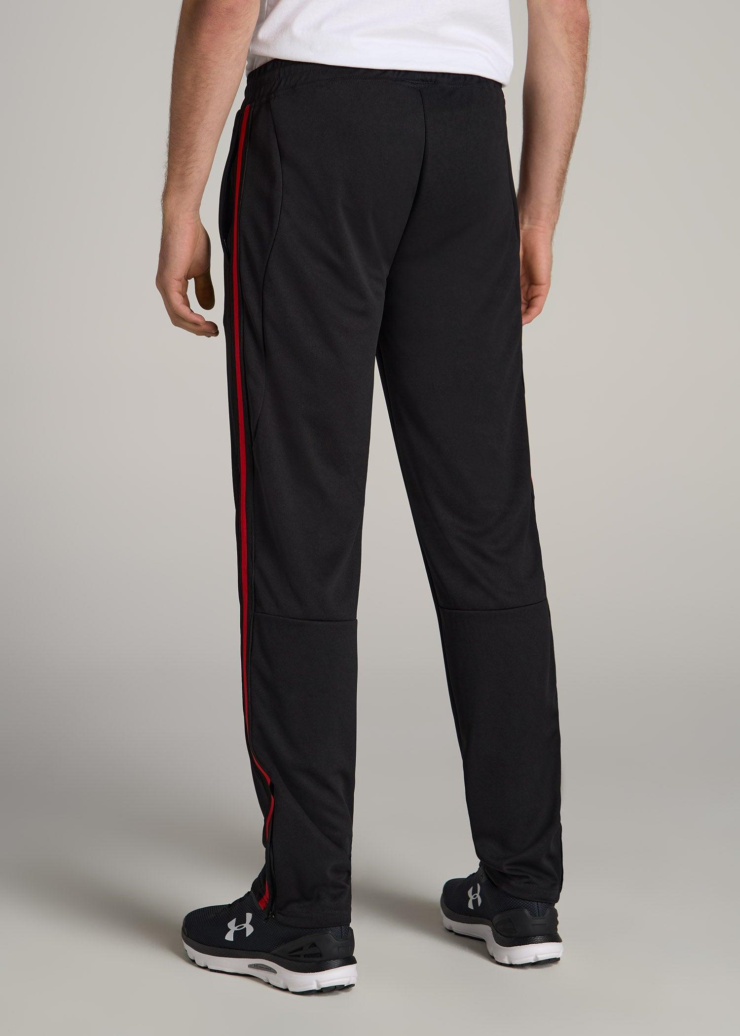 Athletic Stripe Pants for Tall Men in Black-Red Stripe Male Product Image