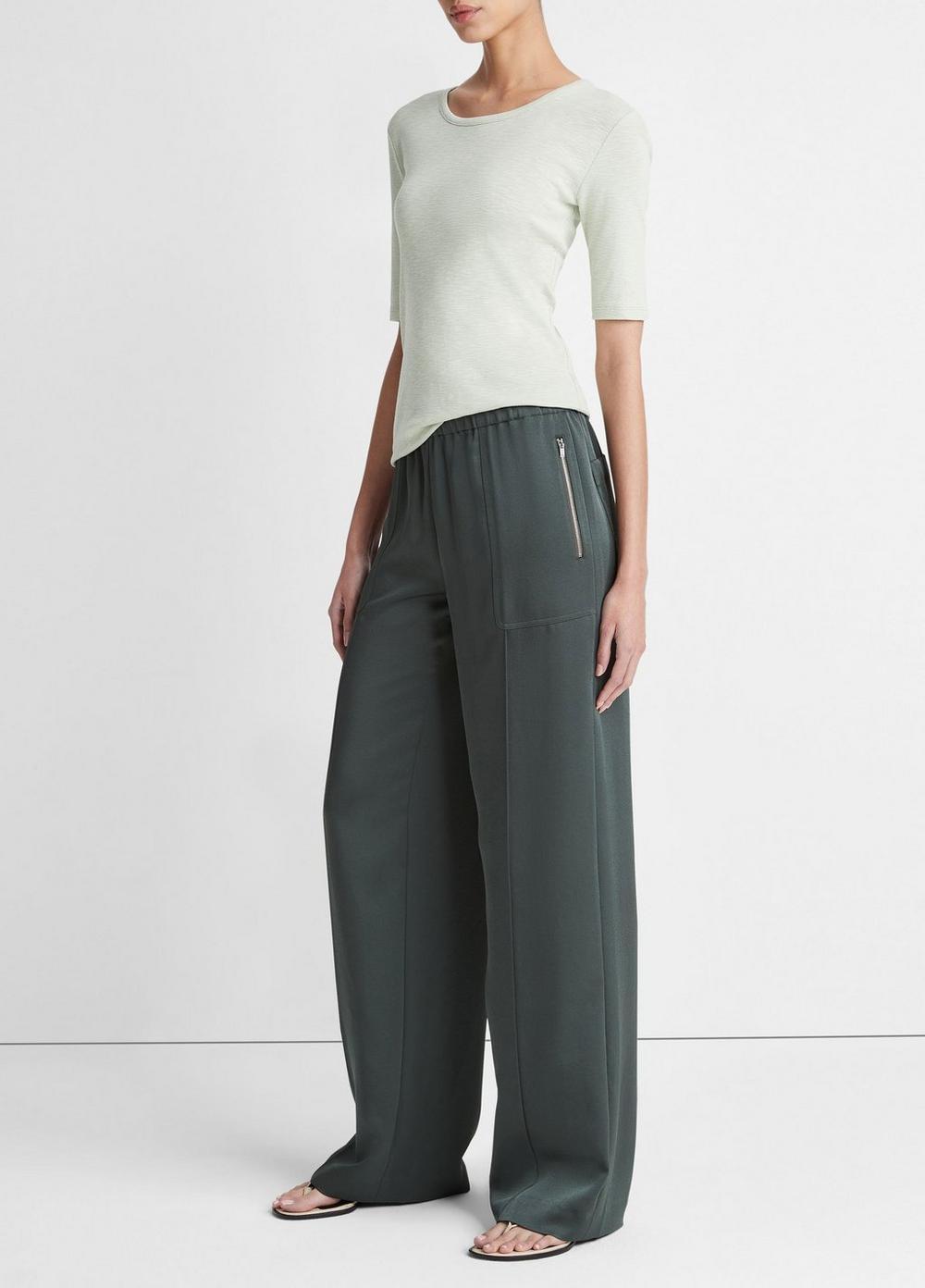 Shiny Wide-Leg Pull-On Pant Product Image