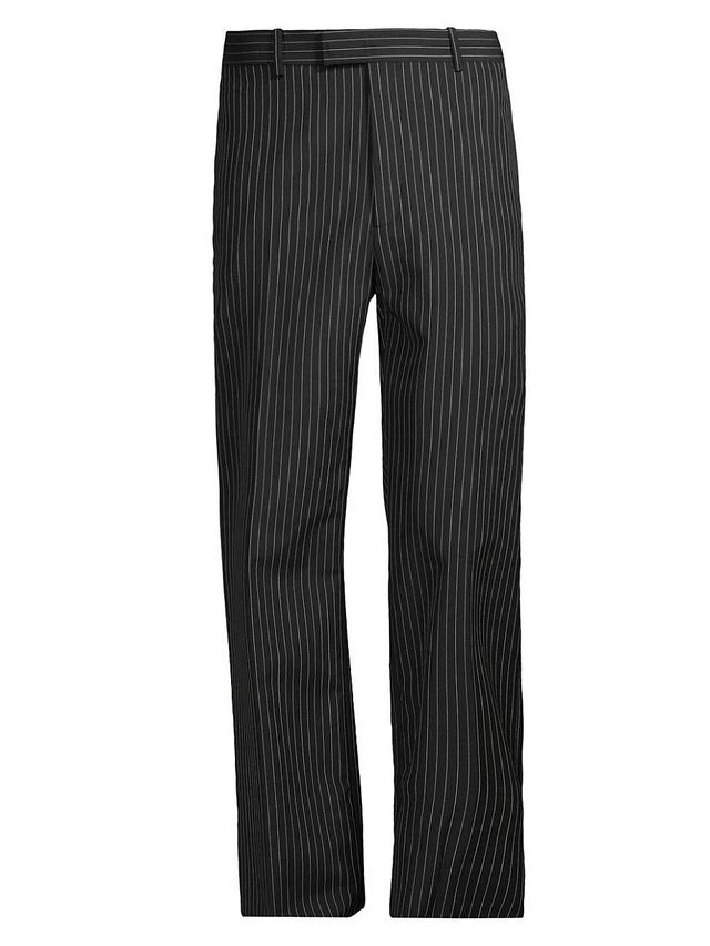 Mens Pin-Stripe Wool-Mohair Trousers Product Image