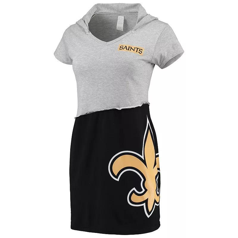 Womens Refried Apparel Gray/Black New Orleans Saints Sustainable Hooded Mini Dress product image