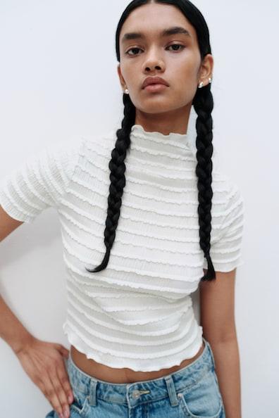 Smocked Top with Overlocked Trim Product Image