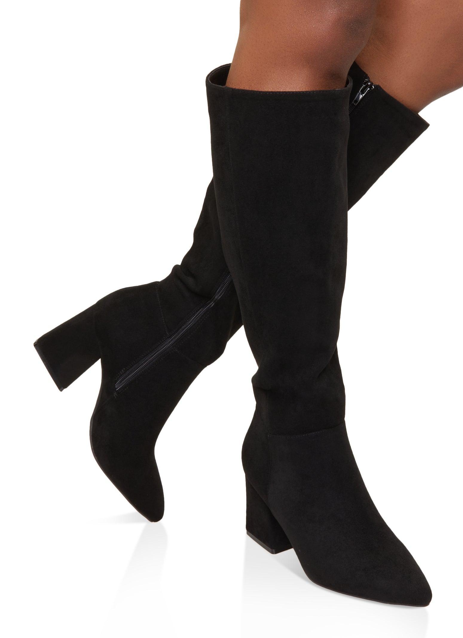 Womens Pointed Toe Mid Heel Tall Boots product image